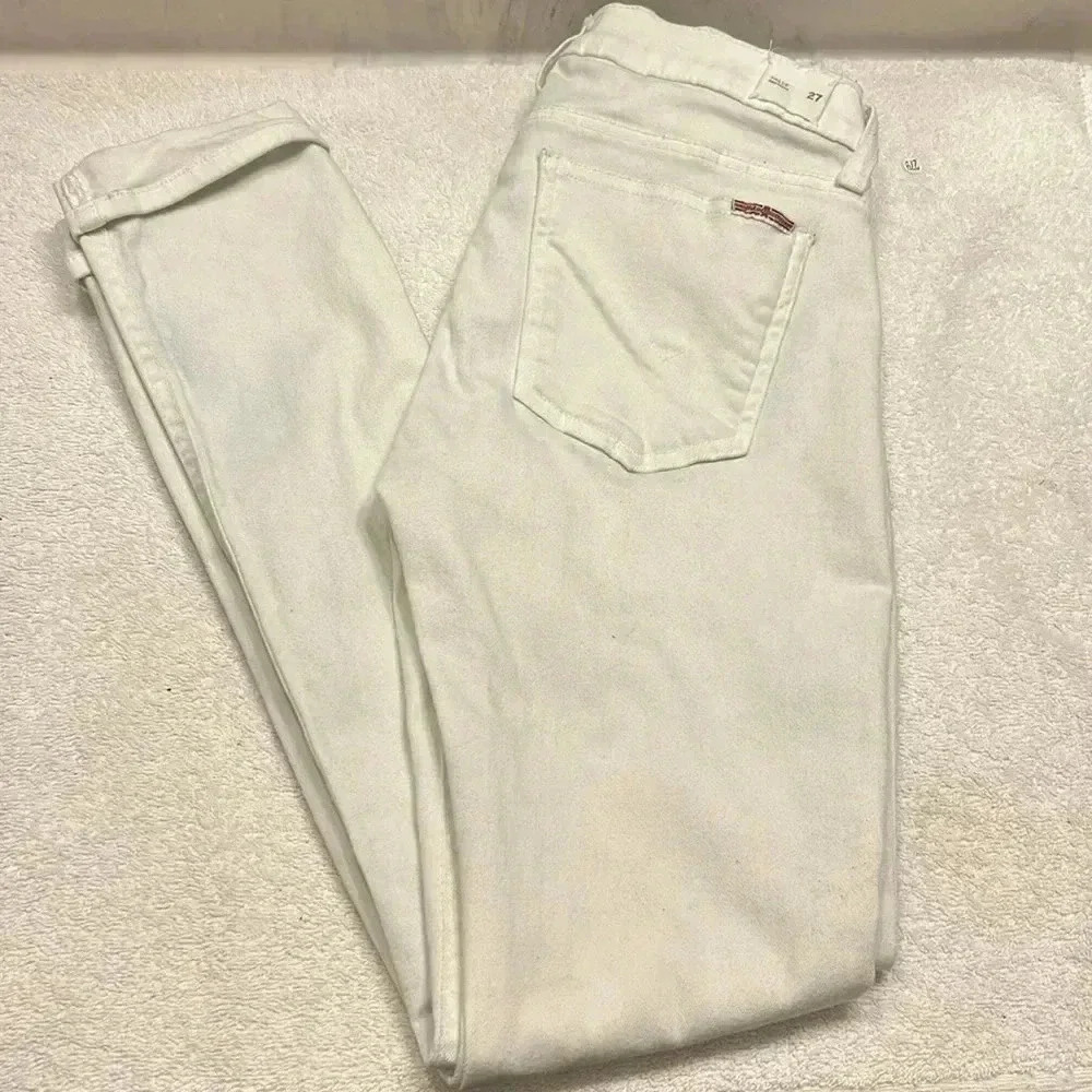 Hudson Tally Crop Skinny Woman Cuffed White Jean size 27